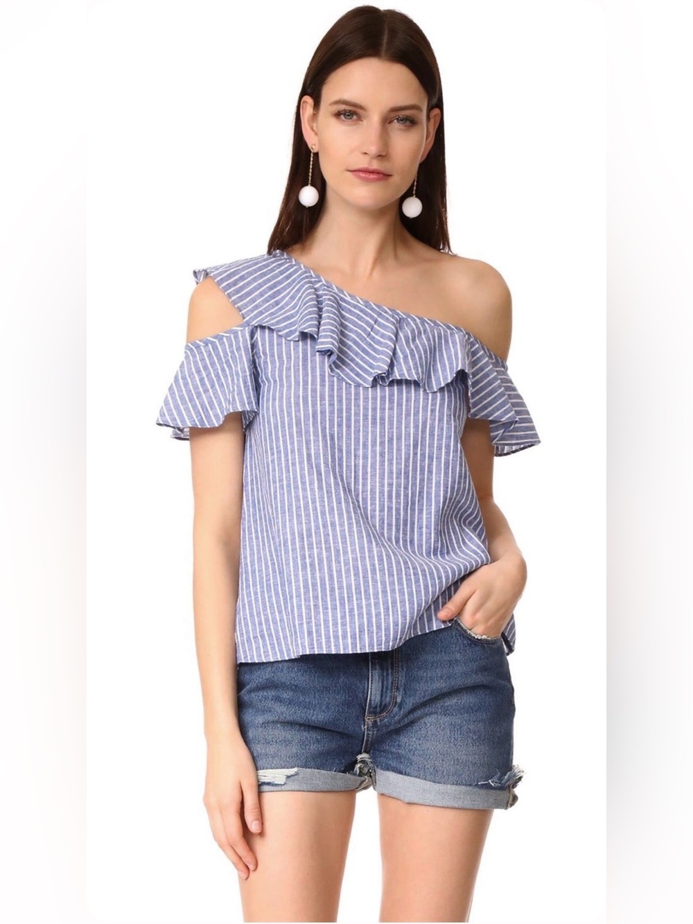 Madewell one shoulder blue striped top. Size 4